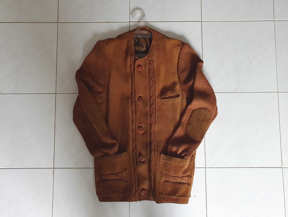 Raro Casaco / Blazer vintage, de pele de Antílope e Malha - Anos 60/70