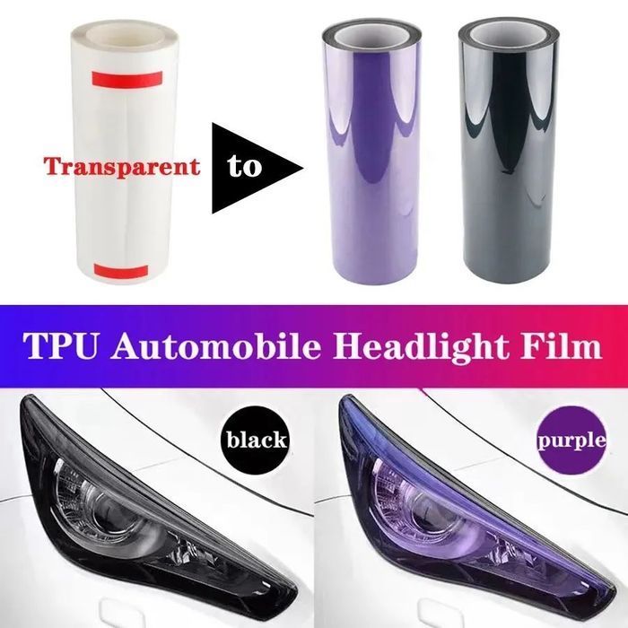Peliculas para faróis PPF, TPU com efeito fotocromismo muda a cor de transparente para preto light 0.30m X 1m com auto reparação.
