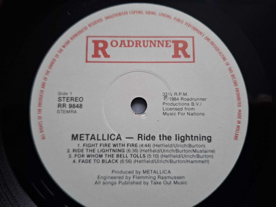 Metallica - Ride The Lightning HOL 1Press Ex+