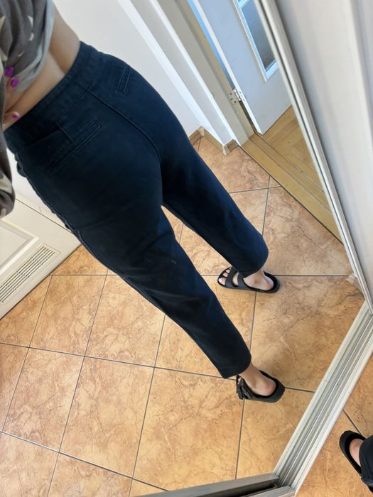 Massimo Dutti spodnie jeansy cargo Bermudy wysoki stan lampas S 36