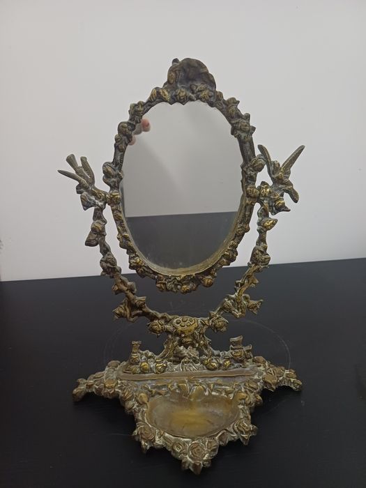 Espelho toucador antigo em bronze