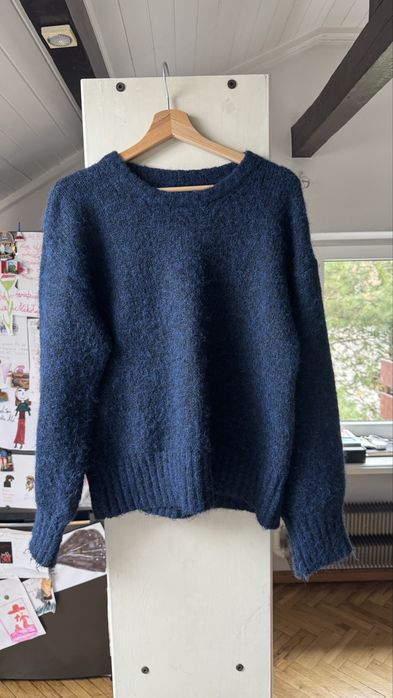 Granatowy sweter L 40 wełniany oversize chunky vintage COS Arket Massimo Le Collet