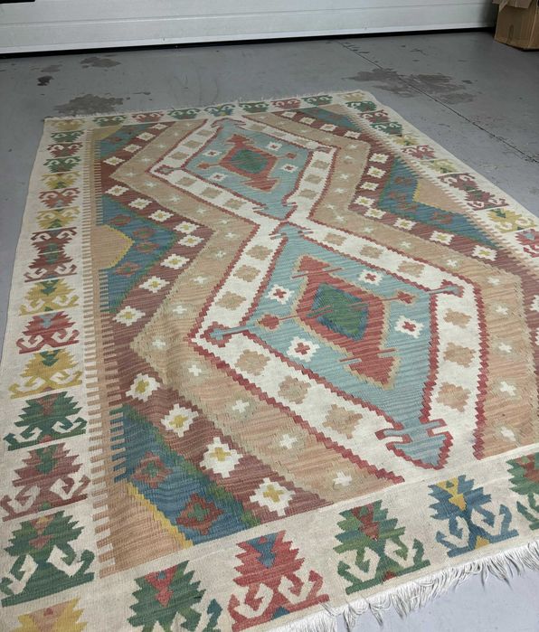 Tapete Kilim Bege Pérola Autêntico 140x200cm em excelente estado