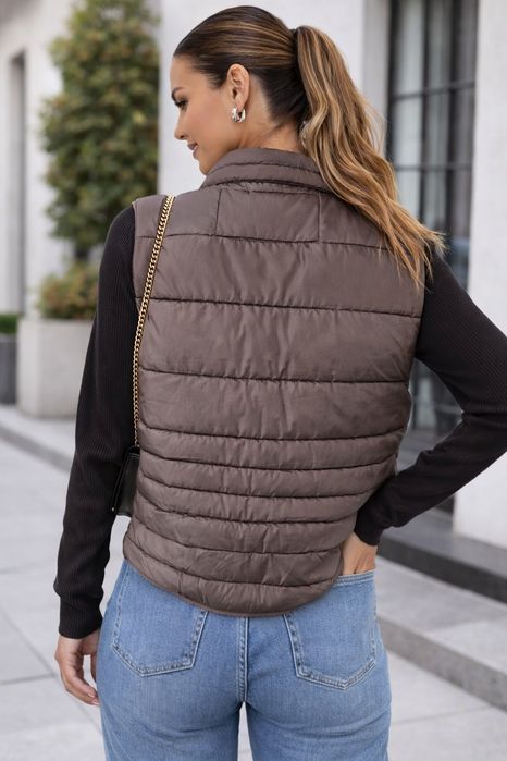 Kamizelka damska bezrękawnik pikowany krótki brązowy Jack&Jones XL