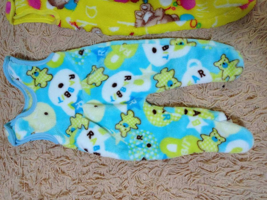 НОВЫЕ 1-3 мес плюшевые с начесом человечек ползунки