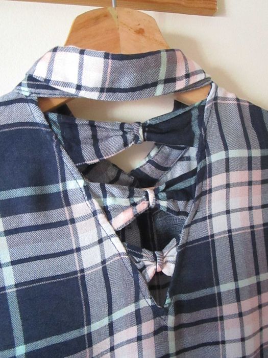 Camisa para atar xadrez azul EXCELENTE ESTADO