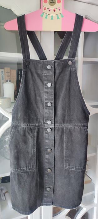 Sukienka jeans ogrodniczka czarna grafit S Monki