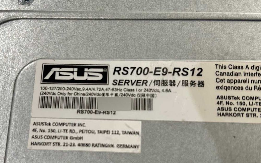 Сервер ASUS RS700-E9-RS12, 2xXeon Gold 6248R, 512GB DDR4-2933  reg