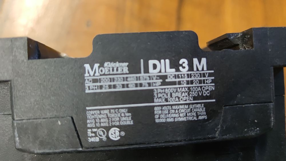 Używany stycznik mocy Moeller DIL 3M