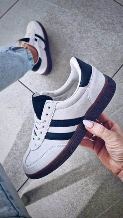 Sneakersy ze SKÓRY NATURALNEJ jasnoszare