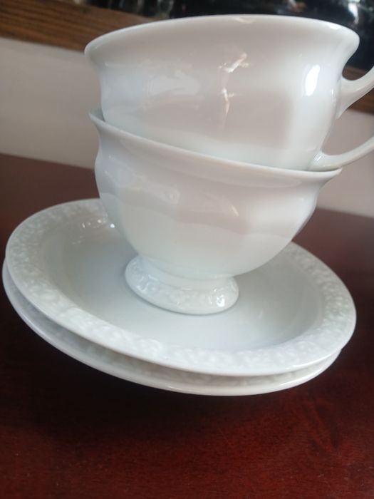 Rosenthal Biała Maria 2 filiżanki ze spodkami