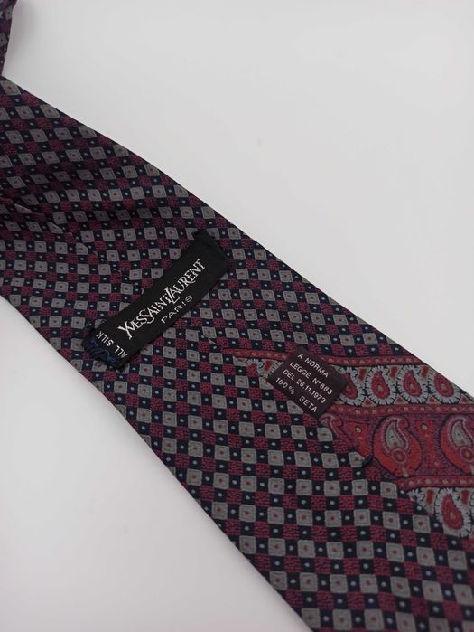 Yves Saint Laurent jedwabny krawat paisley ysl13