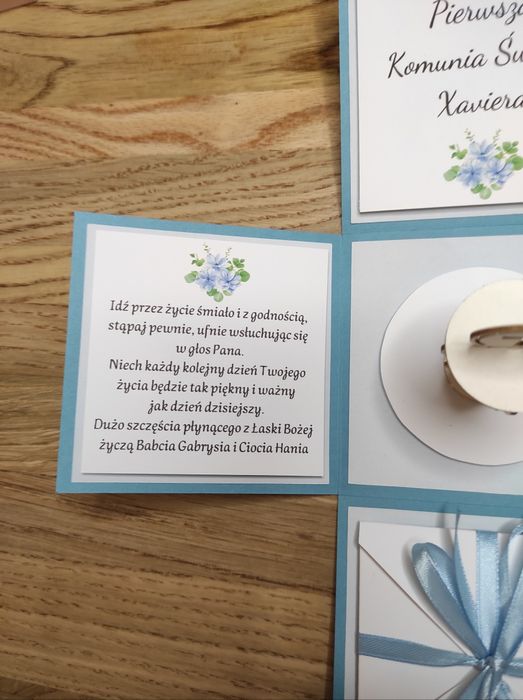 Pamiątka Pierwszej Komunii, exploding box, pudełko na komunię