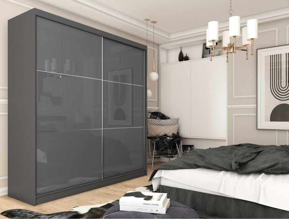 Szafa przesuwna 200 cm z półkami do sypialni do przedpokoju