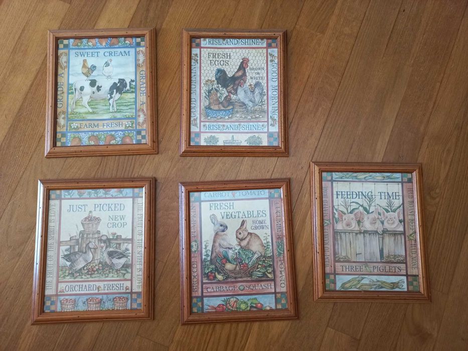 Quadros rústicos gravuras animais de quinta