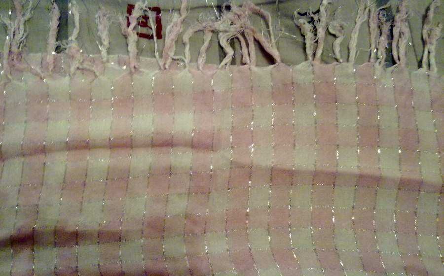 Lenço Cor de Rosa e Branco - Para usar ao pescoço - Mulher