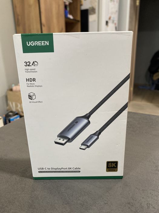 UGREEN USB-C to DisplayPort 8K кабель CM556 32.4 Гбіт/с HDR