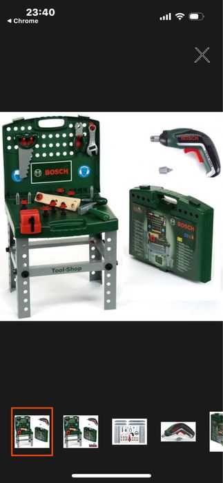 Warsztat dla dzieci BOSCH stół w walizce z wkrętarką