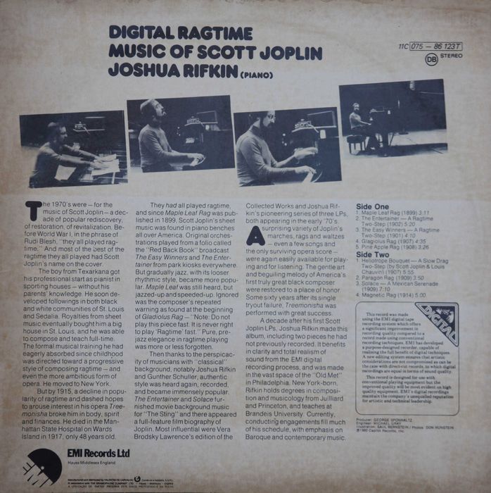 Music of Scott Joplin, Joshua Rifkin (piano)