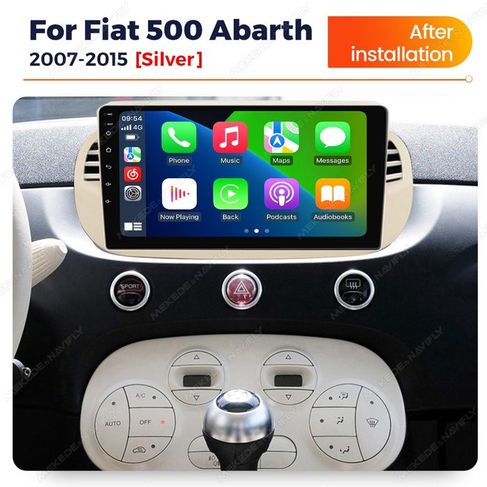 Rádio 9" Fiat 500 Abarth 2007-15 CARPLAY Android Auto GPS wifi 4/64GB