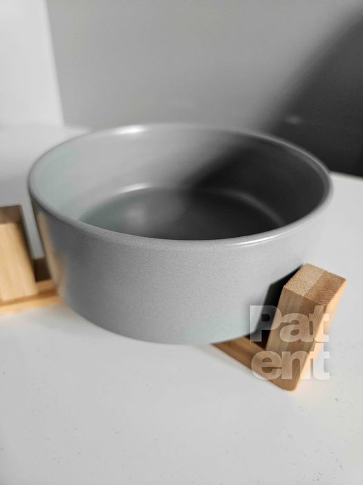 Miski ceramiczne dla psa kota zestaw 2 sztuki x 400 ml szare