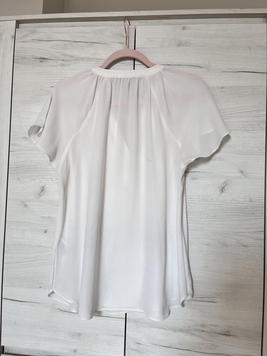 Biała bluzka elegancka 38 M H&M z krótkim rękawem