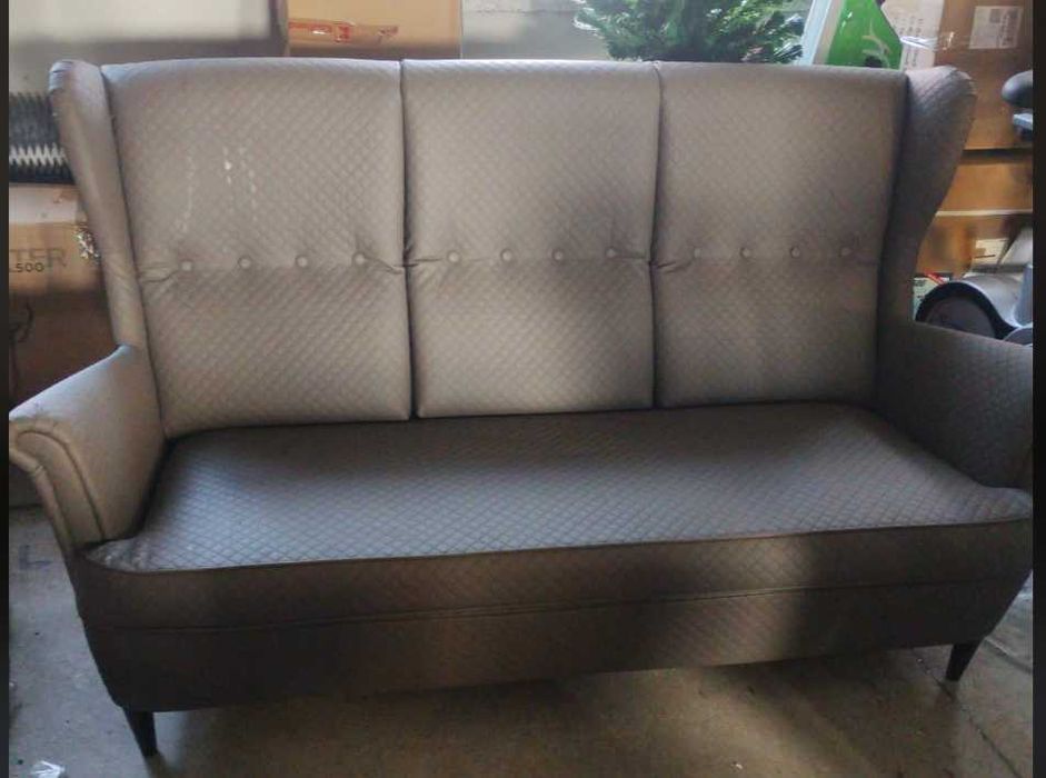 Sofa 3-osobowa szara ekoskóra promocja