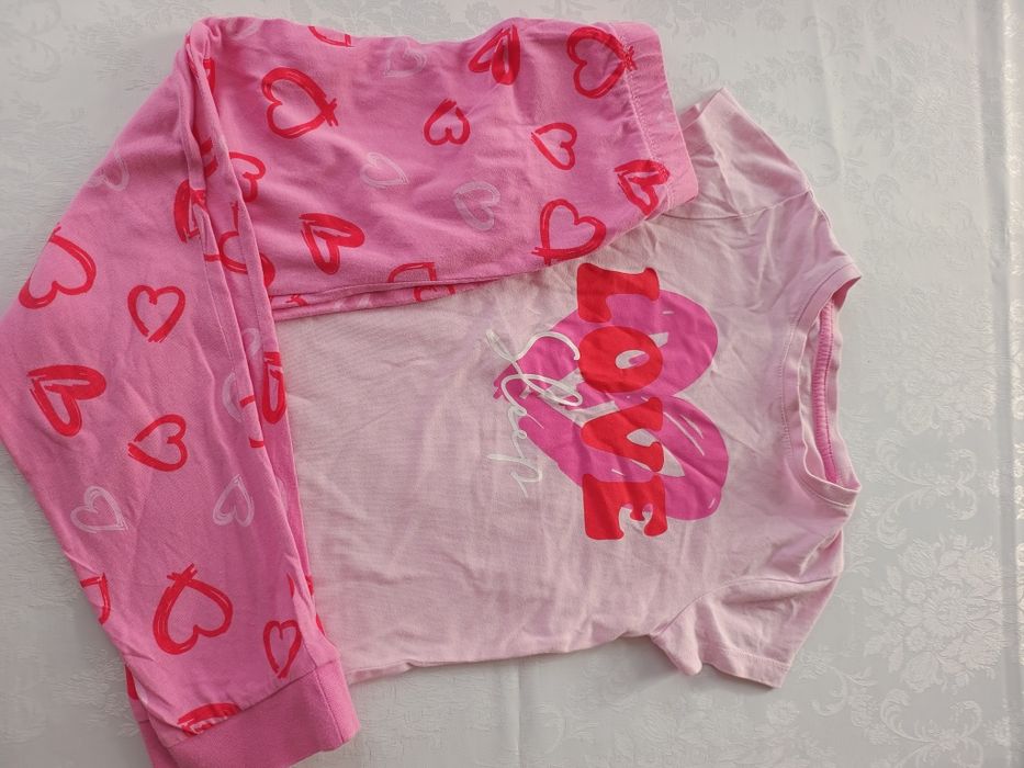 Piżama # Różowa # Love # Serce # Dziewczynka # F&F # 122cm # 6-7lat