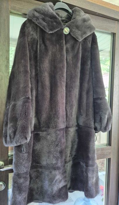Нова норкова шуба графіт.Великий розмір