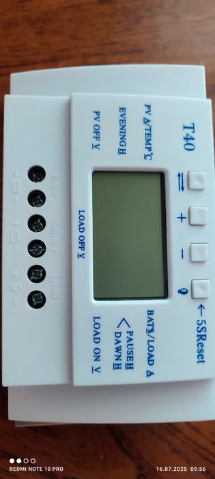 Контроллер заряда 40А для солнечных панелей