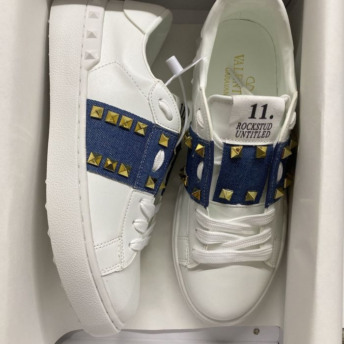 Кеди Valentino White/ Кросівки шкіряні зі стразами Валентино/ Garavani