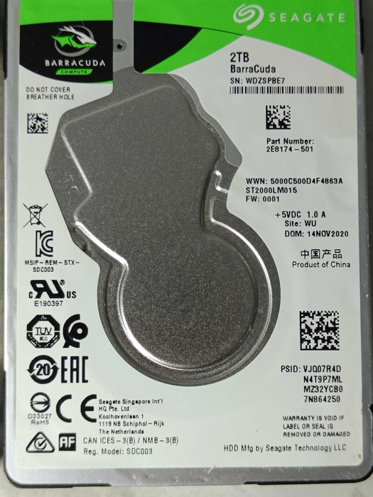 Hard Disk HDD диск 2.5 Seagate 2TB BarraCuda до ПК, НОУТА або PS