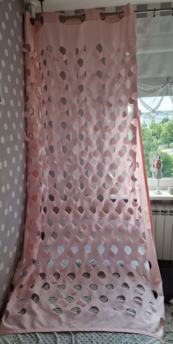 Zasłona ażurowa, pudrowy róż