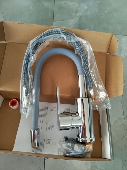 Bateria kuchenna elastyczna wylewka obrotowa  o 360 stopni szara
