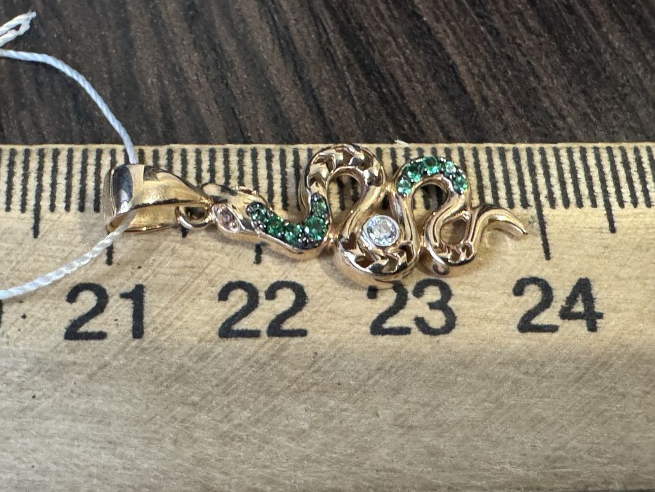 Золотой кулон змея лев 585 проба распродажа