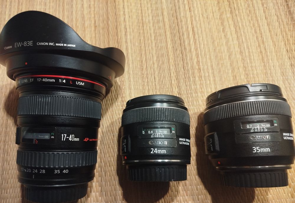 Canon 70-200, 24-70 2.8, 24-105, 17-40, 35mm