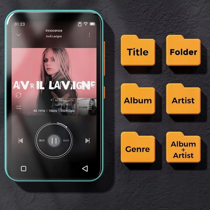MP3 Odtwarzacz Muzyki MP4 Przenośne Radio Dyktafon WiFi Bluetooth Menu PL