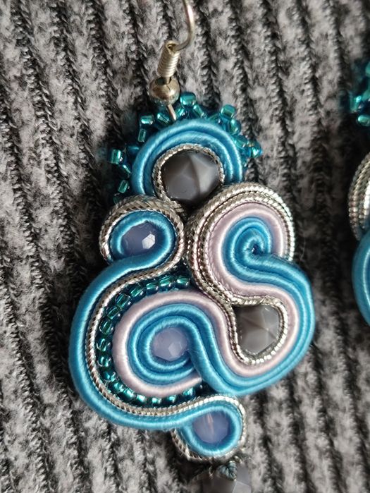 Kolczyki soutache sutasz ślubne boho