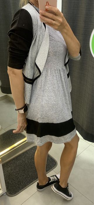 Комплект серый меланж платье и кардиган-кофта Vero Moda S