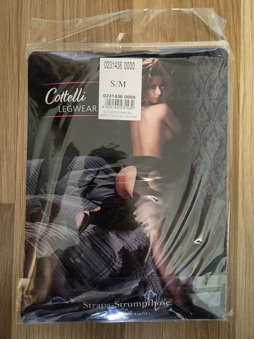Rajstopy Cottelli Collection S/M, kolor czarny, szary, stalowy