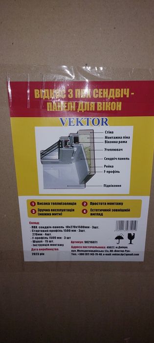 Відкос з ПВХ сендвіч-панелі для вікон