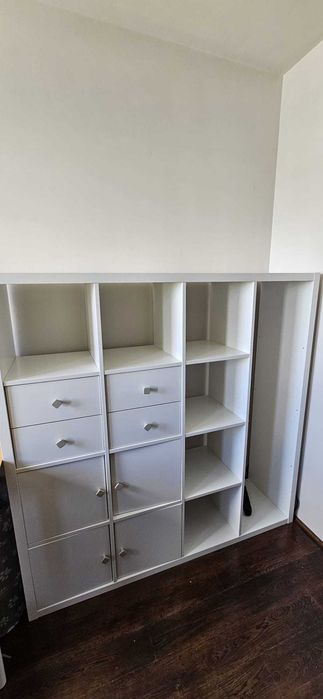 Ikea Kallax 4x4 z wkładami, stan dobry i szufladami