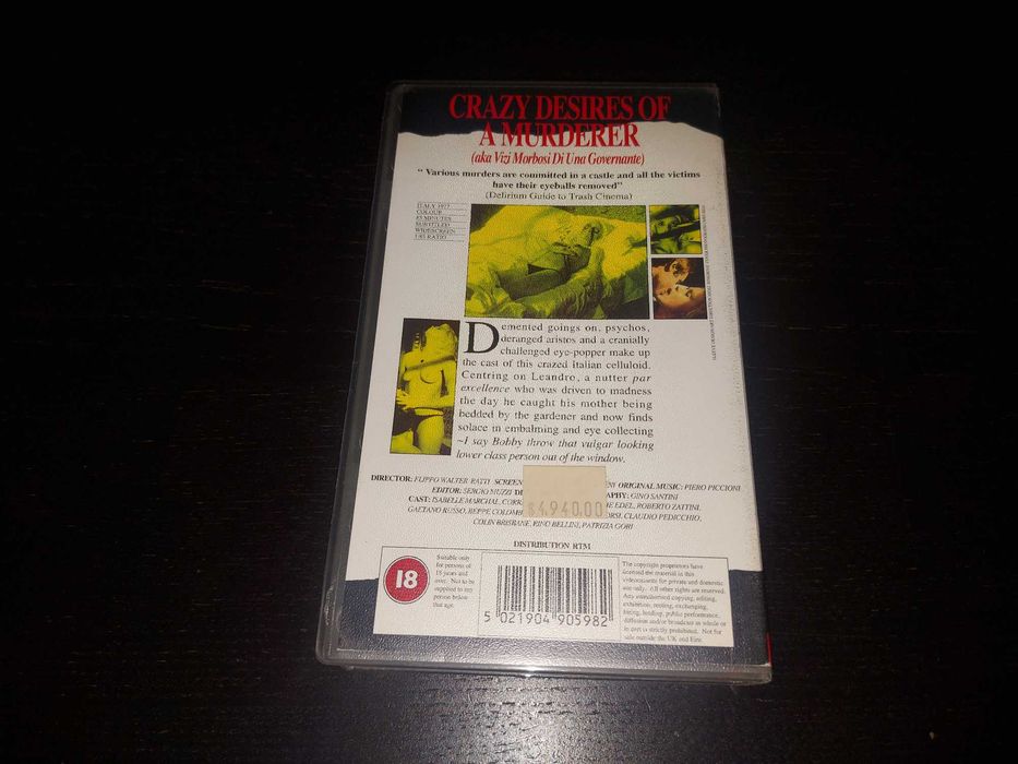 Crazy Desires of a Murderer VHS terror