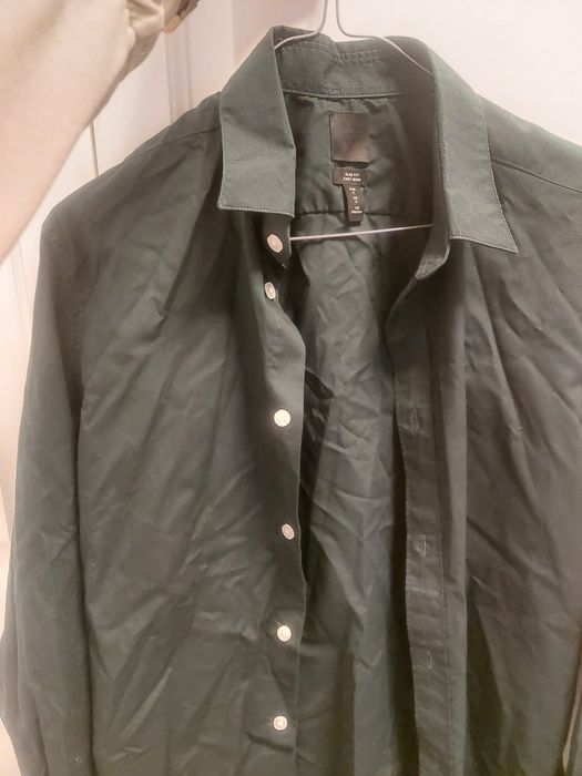 Koszula męska h&m w kolorze butelkowej zieleni