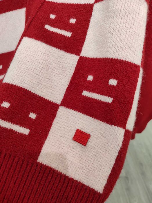 Кардиган Acne Studios Face Maglia wool cardigan Red
