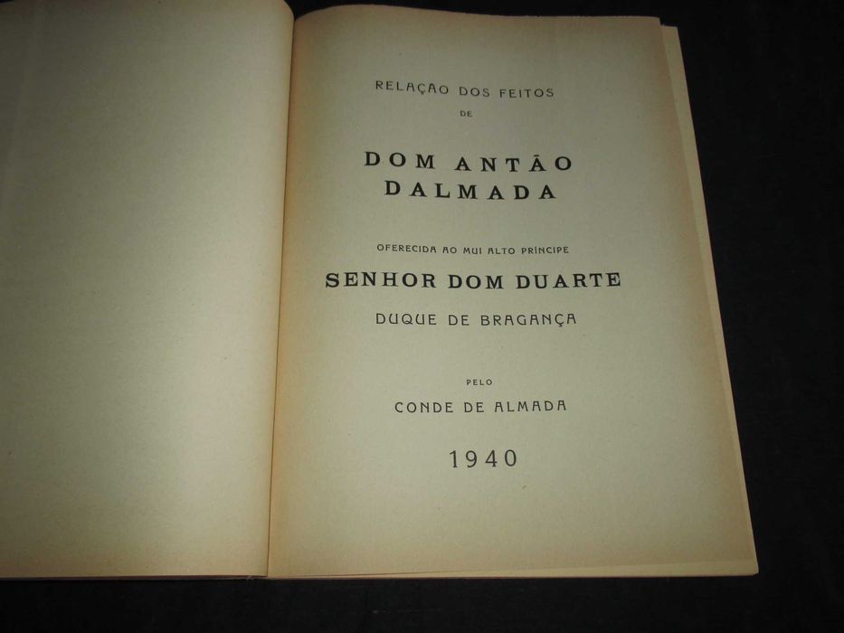 Livro Relação dos feitos de Dom Antão dAlmada 1940