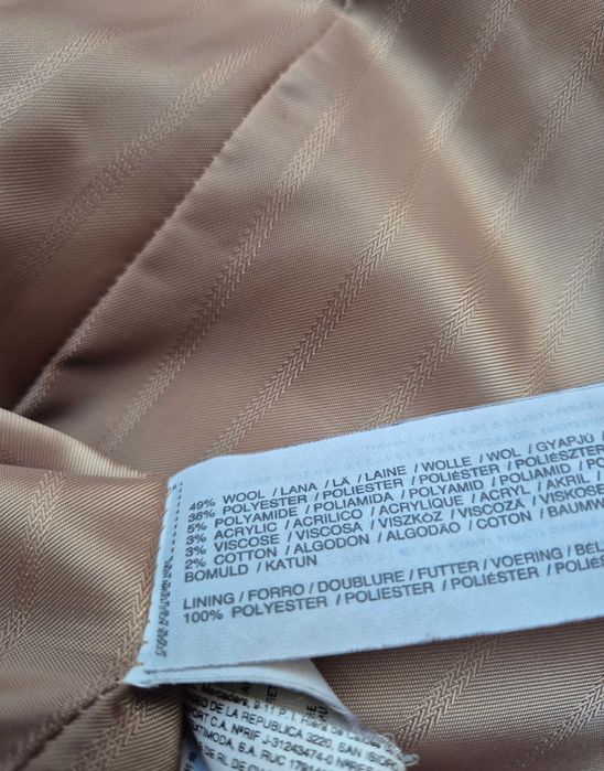 Ładny wełniany płaszcz Mango M, szlafrok, beżowy, wełna, duży kołnierz