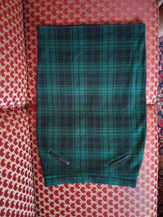 Zielona spódnica ołówkowa, zieleń butelkowa, krata Dorothy Perkins M/L