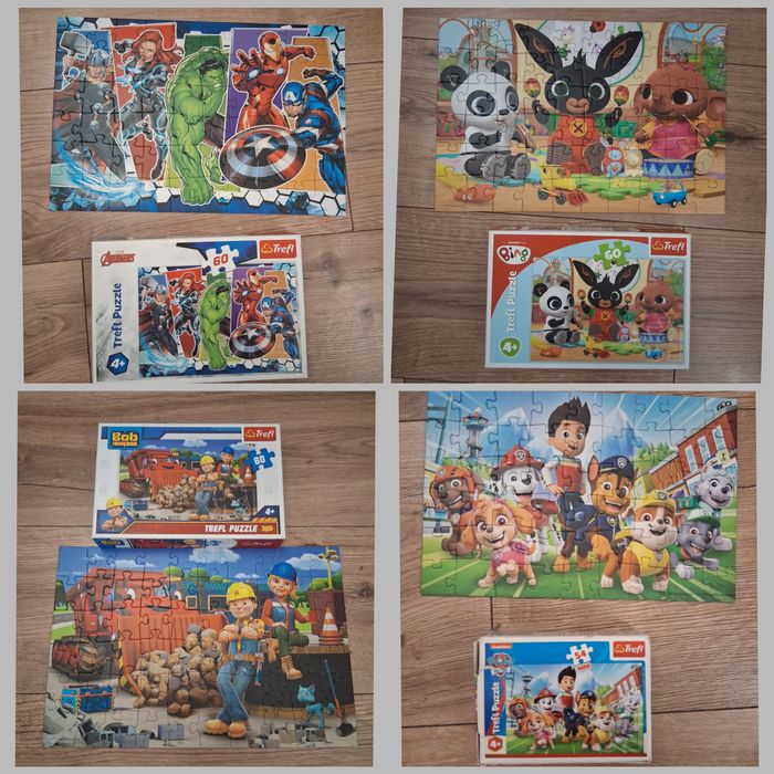 Zestaw puzzli dziecięcych puzzle 4+ Psi Patrol Marvel Bing Bob Budown