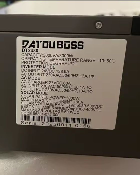 Гибридный солнечный инвертор 3000Вт./24В."DATOUBOSS"DT2430.